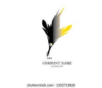 Feather pen write sign logo template app icons - Vector
