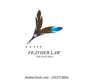 Feather pen write sign logo template app icons - Vector
