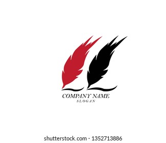 Feather pen write sign logo template app icons - Vector
