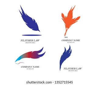 Feather pen write sign logo template app icons - Vector
