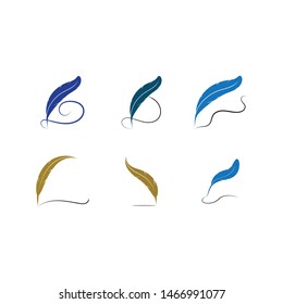 
Feather pen write sign logo template app icons