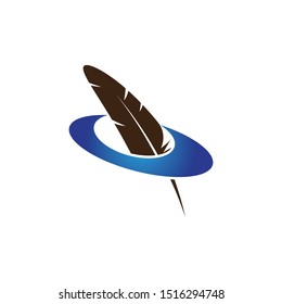 Feather pen write sign logo template app icons