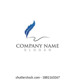 Feather Pen Write Sign Logo Template Stock Vector (Royalty Free ...