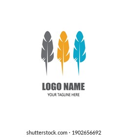 Feather pen write sign logo template app icons