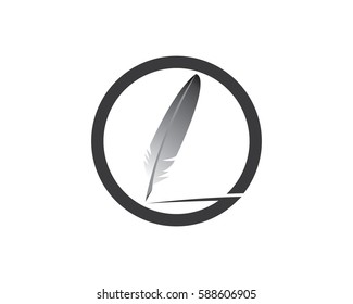Feather pen write sign logo