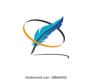Feather pen write sign logo