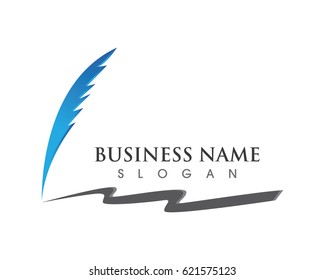 Feather pen write sign logo