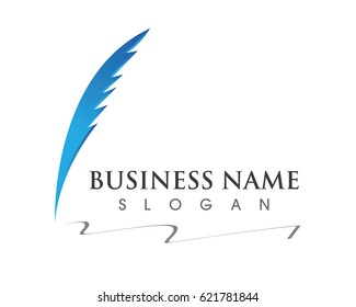Feather pen write sign logo