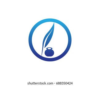 Feather pen write sign logo
