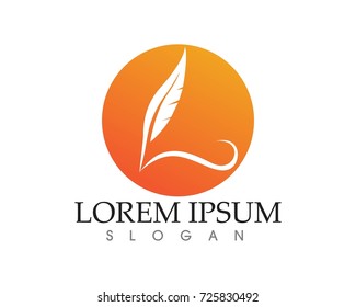 Feather pen write sign logo template app icons