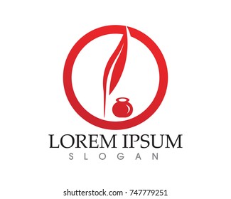 Feather pen write sign logo template app icons