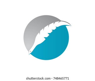 Feather pen write sign logo