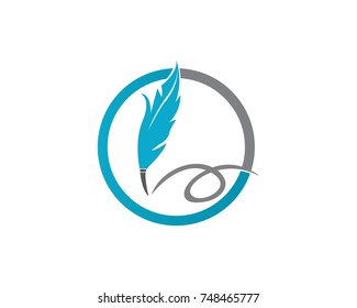 Feather pen write sign logo