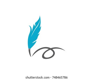 Feather pen write sign logo