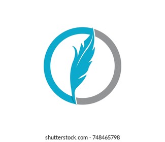 Feather pen write sign logo