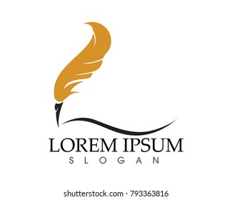 Feather pen write sign logo template app icons