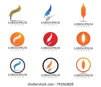 Feather pen write sign logo template app icons