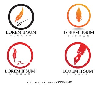 Feather pen write sign logo template app icons