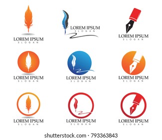 Feather pen write sign logo template app icons
