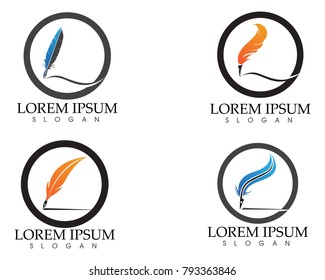 Feather pen write sign logo template app icons