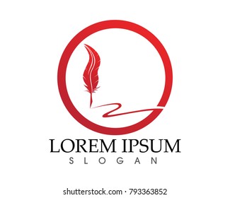 Feather pen write sign logo template app icons