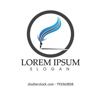 Feather pen write sign logo template app icons