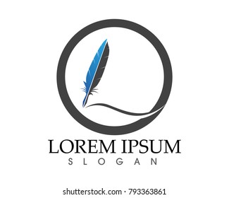Feather pen write sign logo template app icons