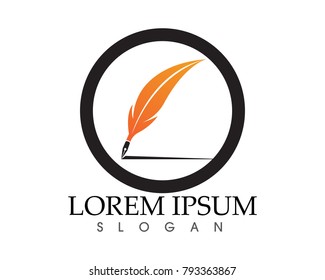 Feather pen write sign logo template app icons