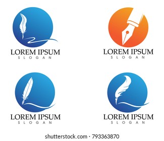 Feather pen write sign logo template app icons