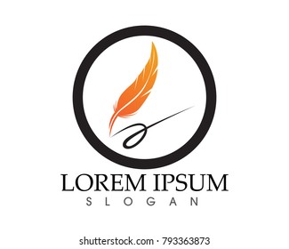 Feather pen write sign logo template app icons