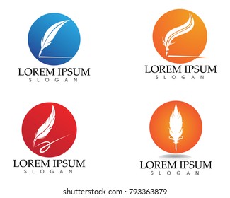 Feather pen write sign logo template app icons