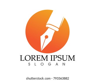 Feather pen write sign logo template app icons