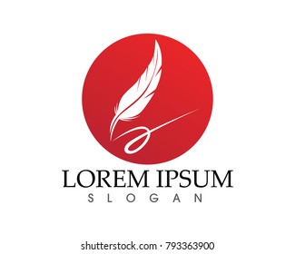 Feather pen write sign logo template app icons