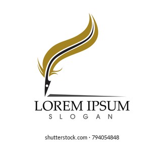 Feather pen write sign logo template app icons