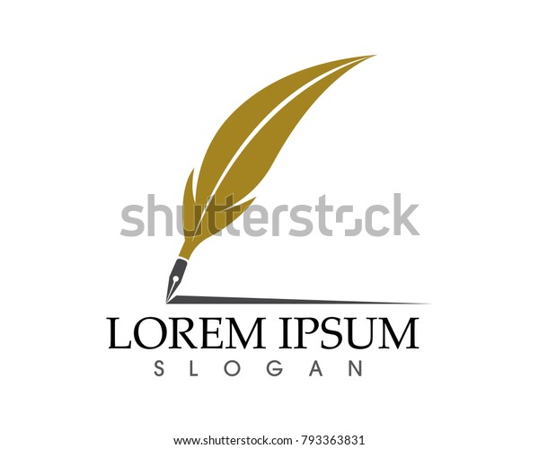 Feather Pen Write Sign Logo Template Stock Vector (Royalty Free) 793363831