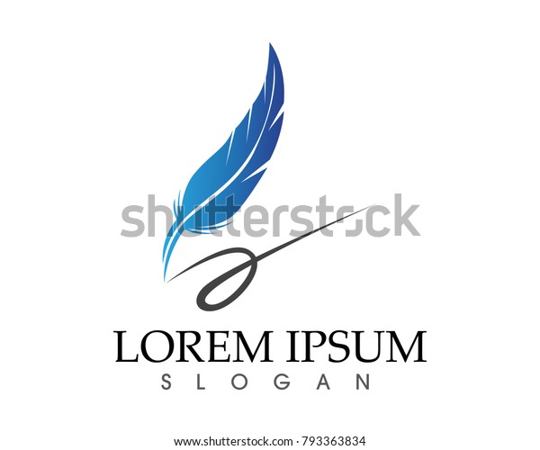 Feather Pen Write Sign Logo Template Stock Vector (Royalty Free) 793363834