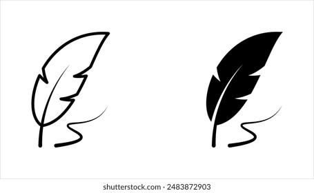 Feather pen write vector icon set. Quill pen icon vector illustration on white background