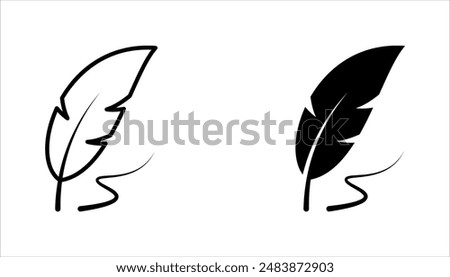 Feather pen write vector icon set. Quill pen icon vector illustration on white background