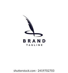 Feather Pen Writing Initial Letter S Logo Design. Quill Writing Forms an Infinity Symbol Logo Design.