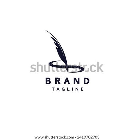 Feather Pen Writing Initial Letter S Logo Design. Quill Writing Forms an Infinity Symbol Logo Design.