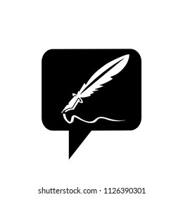 feather pen writing for message icon