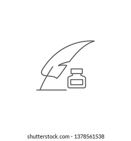 Feather pen writing vector icon isolated on white