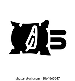 feather pillow allergen glyph icon vector. feather pillow allergen sign. isolated contour symbol black illustration