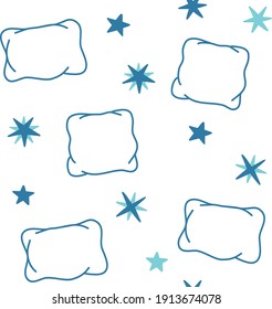 Feather and pillow seamless pattern. Cozy sleep and dream vector illustration. Baby, child modern stylish collection on white background