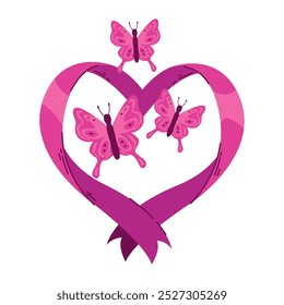 feather pink ribbon breast cancer awareness isolated