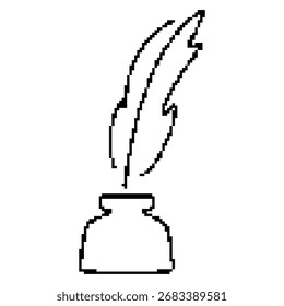 Feder-Pixel-Symbol, 8-Bit. Isolierte Vektorgrafik.