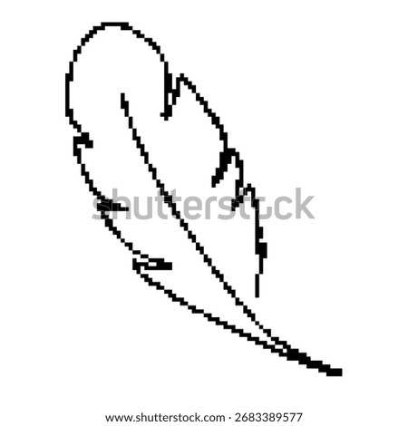 feather pixel icon, 8-bit. Isolated vector illustration.