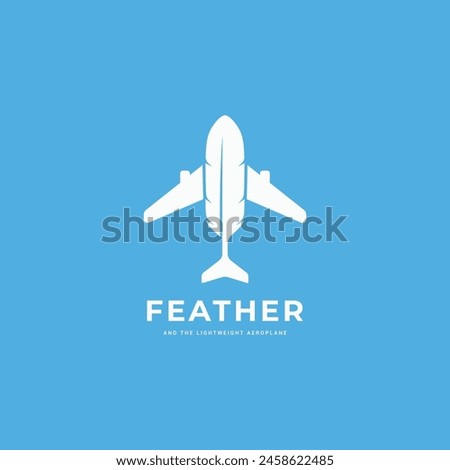 Feather and plane logo design combination. Ultralight aircraft icon, lightweight symbol vector template
