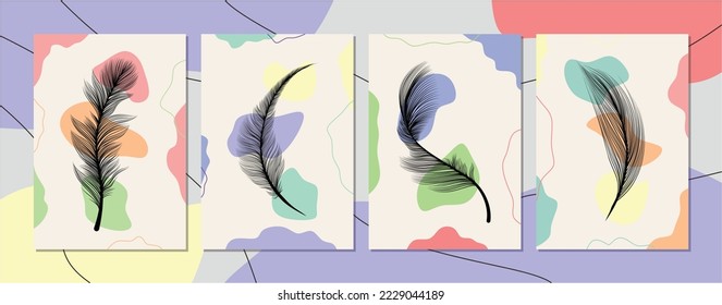 feather poster with colorful background, suitable for background, room wall decoration or in public places.