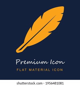 Feather premium material ui ux isolated vector icon in navy blue and orange colors